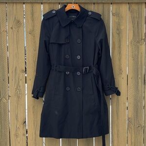 London Fog Double Breasted Belted Black Trench Coat Women’s Size Large